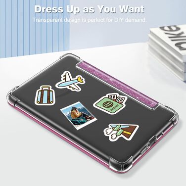 Чохол Fintie для Kindle 6 (11-го покоління) 2024/2022, прозомий, з авто-ввімкненням/вимкненням, для Kindle Basic 2024, фіолетовий з блискітками