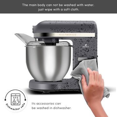 Кухонний комбайн Karaca Mastermaid Chef Pro 1500 Вт, 5 л, подвійний важіль, планетарний міксер, 6 швидкостей, глянцевий крем, насадки для замісу та збивання