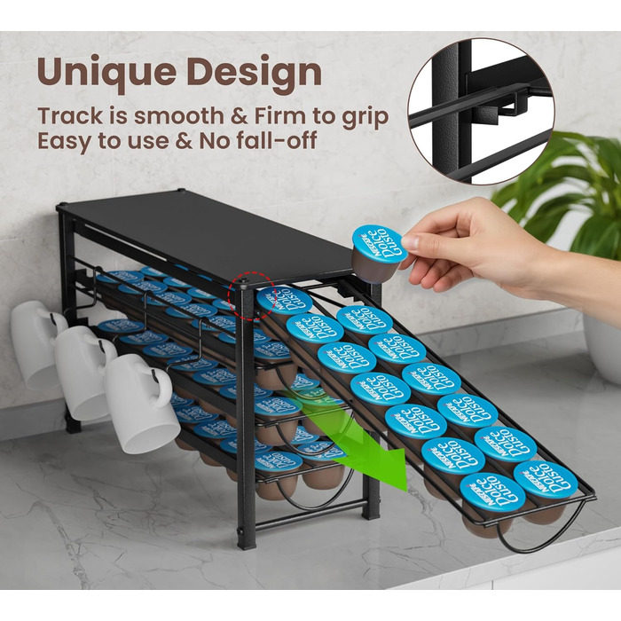 Тримач для капсул Dolce Gusto, 5-ярусний металевий ящик для капсул з тихими направляючими та антиковзними ніжками (56 капсул)