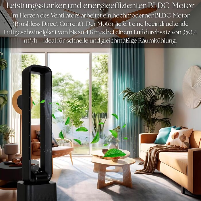 Тиха та потужна базова колонка з LED-дисплеєм, пультом дистанційного керування, 3 режимами та таймером 15 годин. Кольори: чорний