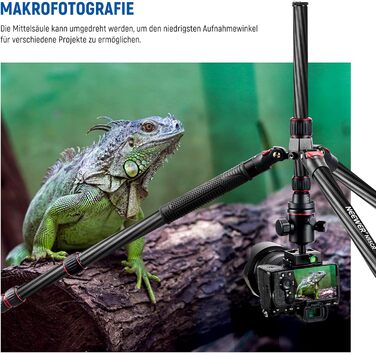 Штатив NEEWER 77' для камери, монопод, сумісний з DSLR та смартфоном, 360° кульковий голівкою, 2-осьова центральна колонка, QR-плита Arca, сумка, максимальне навантаження 15,4 кг, TP77 (карбоновий штатив з 2 осями)