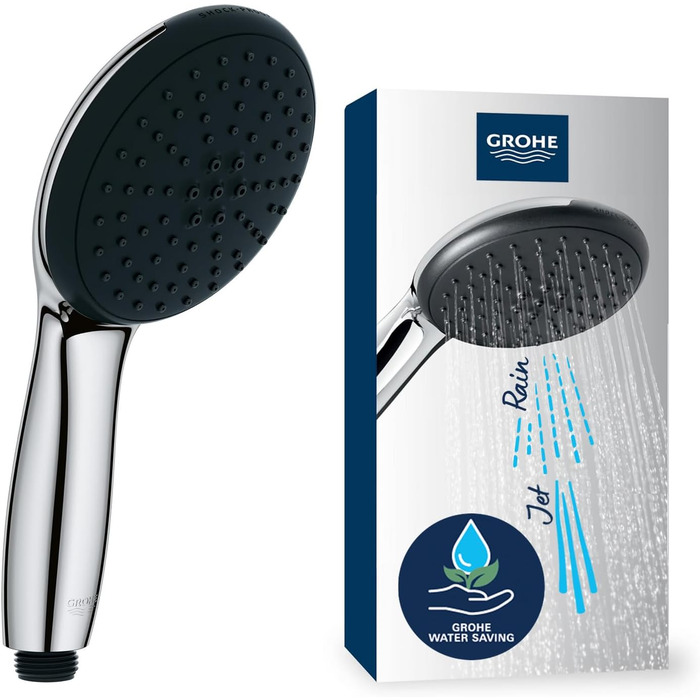 Душова лійка GROHE Vitalio 110, водозберігаюча, 6 л/хв, 2 струмені, регулюється, універсальне підключення, захисний кільце, хром, 2794610E