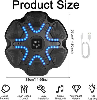 Музична боксівська машина Sunshine Smile Liteboxer: тренування на стіні з Bluetooth та регулюванням швидкості