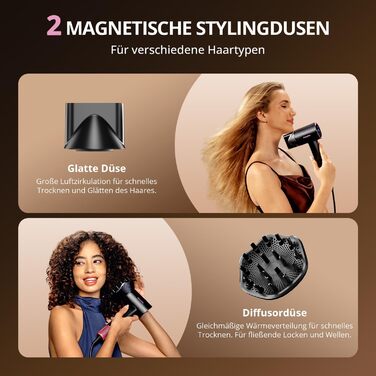 Іонізатор для волосся CrazyMar – фен з потужним мотором 180 000 об/хв, швидка сушка, компактний, для подорожей, створення локонів, 4 температурні режими, захист від перегріву, тиха робота, чорний