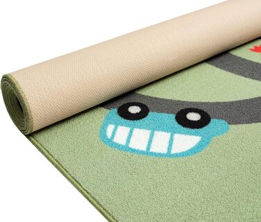 Дитячий килим Happy Life: Ігровий килим з мотивом доріг, джунглі, тварини та машинки, антиковзкий, 80x150 см (прямокутний 240x340 см, зелений)