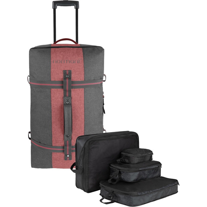 Валіза на колесах normani Reisetasche 125 л, сіро-червона, з відділенням для костюмів