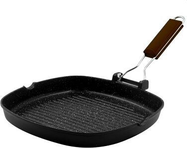 Zanetti сковорода-гриль 20x20 см з алюмінію з товстим дном, для індукційних плит, зі складний ручкою