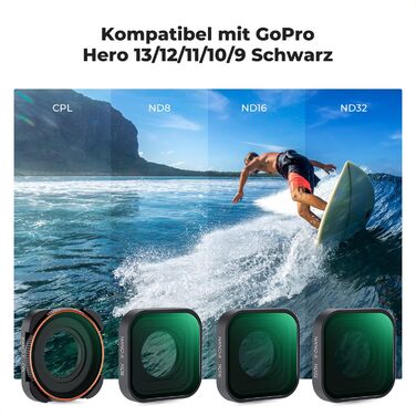 Набір фільтрів ND K&F Concept для GoPro Hero 13 Black: ND4, ND8, ND16, ND32, CPL - нейтральні фільтри для екшн-камери