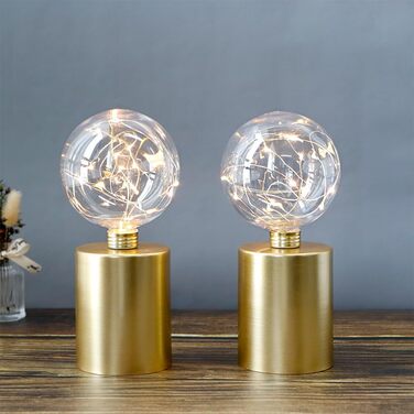 Настільна лампа JHY DESIGN, 2 шт., металева, бездротова, на батарейках, 20 см, декоративна, сферична, для спальні, вечірок, саду, дому, вітальні (Золотий)