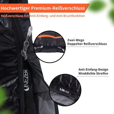 QEZER Ultralight Down Sleeping Bag - 8°C to -3°C for Camping, Hiking, and Trekking - 3 Season Sleeping Bag