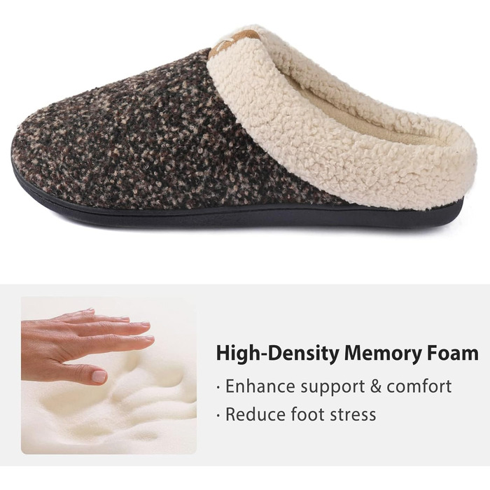 Чоловічі тапочки ULTRAIDEAS з плюшем, теплі зимові тапочки з підкладкою, що нагадує вовну, зручні тапочки з піною Memory Foam, неслизька гумова підошва, для дому та вулиці (40/41 EU, Коричневі)