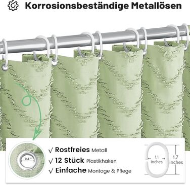 Штора для душу BTTN 180x180 см, Бохо, бежева з китицями, водонепроникна, з гачками (12 шт.)