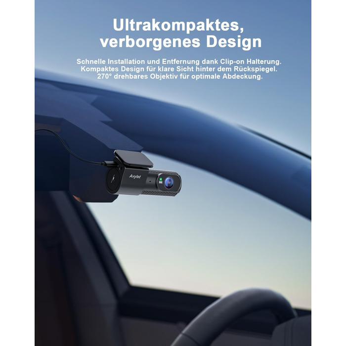 Відеореєстратор Avylet 4K+1080P з двома камерами (передня та задня), Wi-Fi, GPS, IPS дисплеєм, паркувальною функцією, Super Night Vision, WDR, 170° кутом огляду, G-сенсором, підтримка карт пам'яті до 256GB