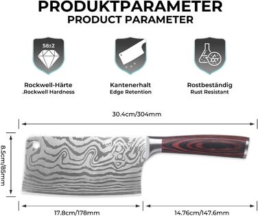 Японський ніж Sunnecko Santoku 17 см - професійний кухонний ніж для приготування їжі, універсальний ніж шеф-кухаря