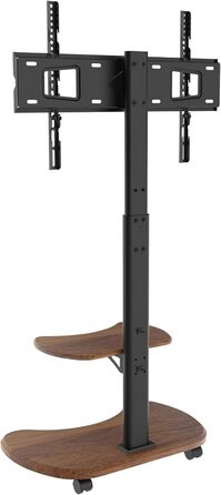 Підставка для телевізора Stellar на колесах з полицею, біла (волоський горіх), для телевізорів 32-70 дюймів, до 45 кг, VESA 600x400