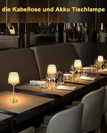 Акумуляторна настільна лампа: портативна, бездротова з регулюванням яскравості, для дому та саду, абажур з льону, античне біле металу, RGB синій абажур