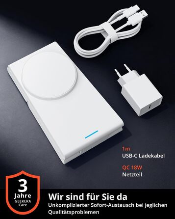 Зарядний пристрій 3-в-1 GEEKERA MagSafe для Apple Watch, iPhone (12-17) та AirPods, бездротова зарядка, матовий білий