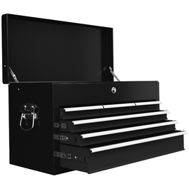 HOMCOM Tool Box, Tool Case without Tools, with 6 Drawers, Lock, Tool Box with Handle, Tool Chest, Steel, Black, 60 x 26 x 34 cm | Aosom