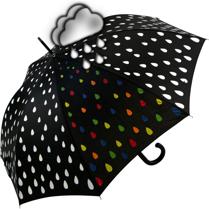 iX-brella Fiberglass Automatic Umbrella with Color-Changing Wetprint - Raindrops Color Change Umbrella
