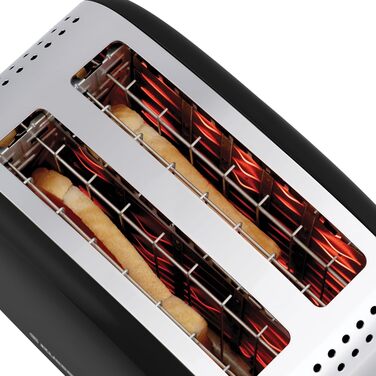 Тостер Russell Hobbs Colours Plus на 2 тости, нержавіюча сталь, чорний, з широкими відділеннями, підставкою для булочок, 6 режимів підсмажування, функцією розморожування, Lift & Look, 1600 Вт (26550-56)