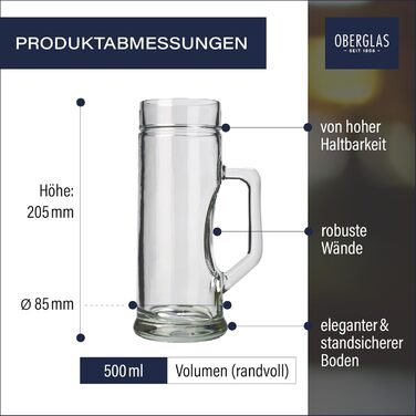 Набір пивних кухлів Stölzle Oberglas Premium Ribbed 6 шт. 0.3л / 0.5л - міцне скло для пива