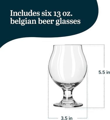 Склянки для бельгійського пива Libbey Belgische Biergläser 370 мл, 6 шт - для ель, тюльпан
