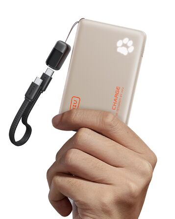 Power Bank INIU 10000mAh 45W USB-C PD3.0 з ліхтариком, бежевий - Зовнішній акумулятор для iPhone, Samsung, iPad