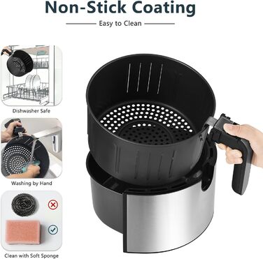 Фритюрниця без олії LLIVEKIT з 2 камерами та скляними вікнами, 4.5L+4.5L, Airfryer 9-в-1, XXL, з сенсорним екраном та таймером