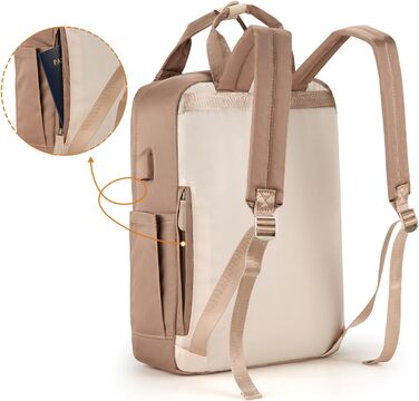 Шкільний рюкзак YAMTION для дівчат-підлітків, 15.6 дюймів: рюкзак для ноутбука, жіночий шкільний ранець з відділенням для ноутбука, для школи, університету, подорожей, роботи, офісу, кремовий