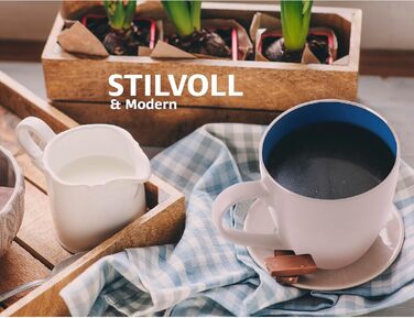 Набір кавових чашок Miamio Le Papillon (6 шт., 350 мл) - біло-червоний/біло-синій