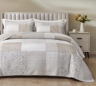 Комплект ковдр Chezmoi Collection Quinn: 3 шт. з квітковим патерном гібіскус, смугастий, з бавовни, легко переться, розмір Queen