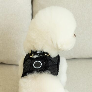 Шлейка для собак Puppia Douglas, Step-in, тепла, зимова, в горошок, для маленьких та середніх собак, розмір M (Чорний, Medium)