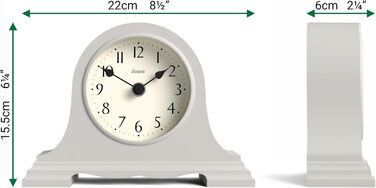 JONES CLOCKS® Speakeasy Table Clock | Classic Napoleon Hat Design | Gray | Contemporary classic style for desk, table, shelf, or bedside table