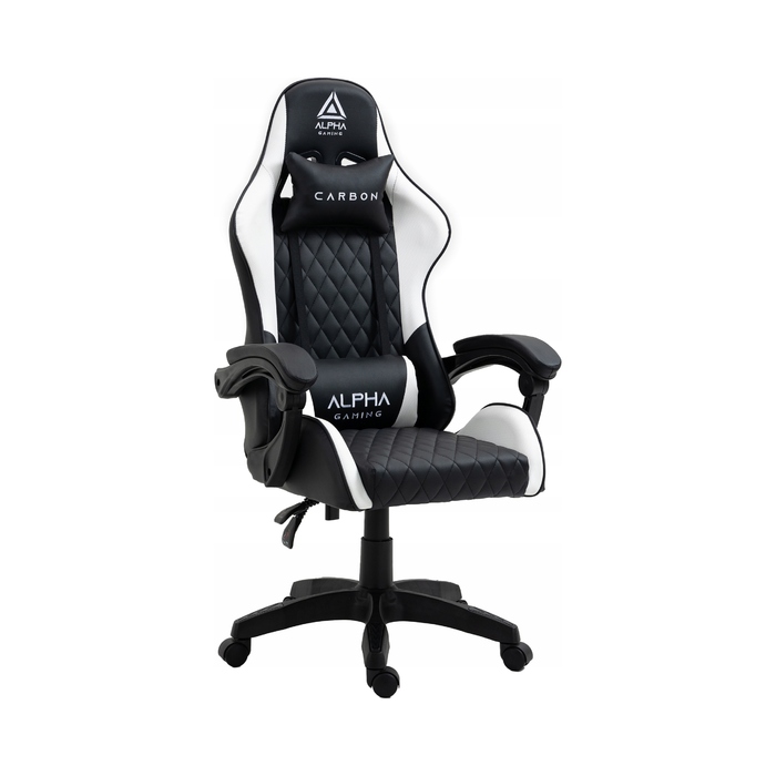 Ігрове крісло Alpha Gaming Carbon, штучна шкіра, чорно-біле