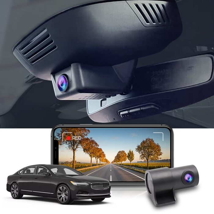 Відеореєстратор FITCAMX для Volvo XC60/S90/V90 (2022-2026) 4K UHD, подвійний (перед/зад), WiFi, G-сенсор, 128GB карта