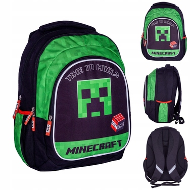 Шкільний багатофункціональний рюкзак Minecraft Astra, чорний з зеленим, 27 л