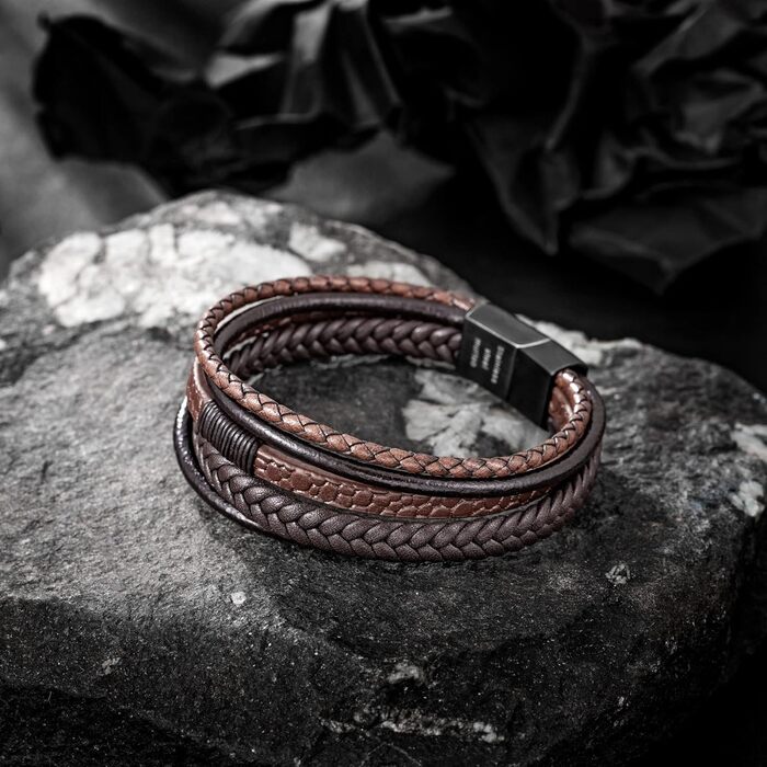 Чоловічий шкіряний браслет Speroto Premium (23 см, коричневий) з магнітною застібкою з нержавіючої сталі - ідеальний подарунок для чоловіків