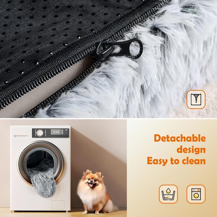 Крісло-ліжко для собак MDDK, 75x50x8 см, сіре. М'яке, з довгим плюшем, для комфортного сну вашого улюбленця