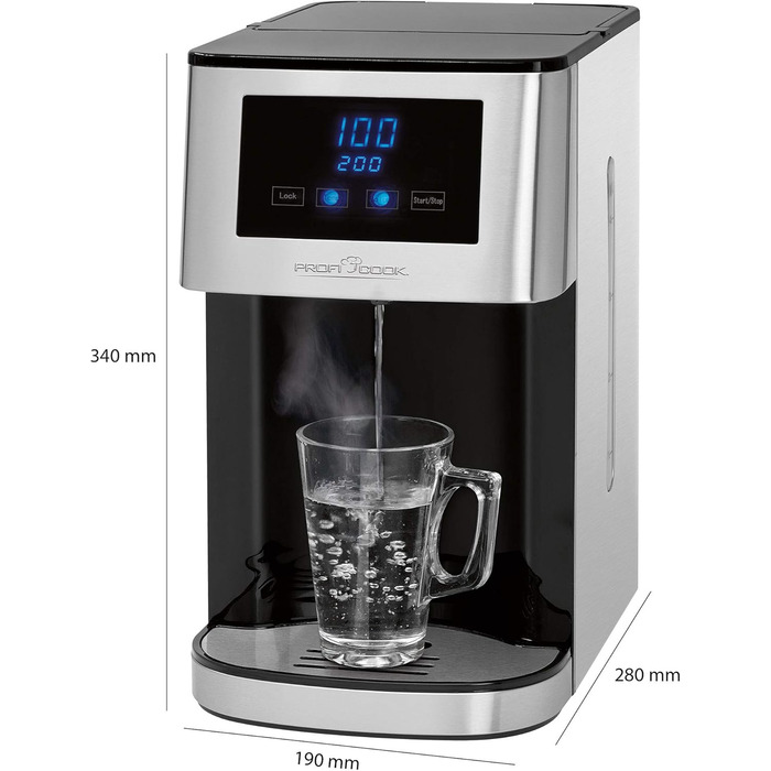 ProfiCook® Hot Water Dispenser | hot water in 3 seconds | Kettle | boiling water at the touch of a button | stainless steel housing | LED display with sensor touch control | 2600 watts | PC-HWS 1145