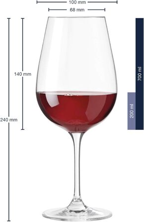 LEONARDO HOME Red Wine Glasses, Glass, Set of 6 (Pack of 1), 6