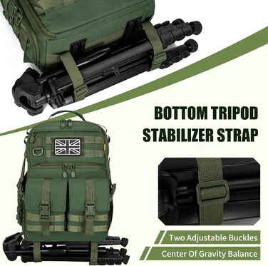 Рюкзак для камери з відділенням для ноутбука 15.6 дюймів - водонепроникний рюкзак для фототехніки, міцний, сумісний з Canon, Nikon, DJI | Знімний підкладковий вкладиш | Ремінь для штатива (Зелений)