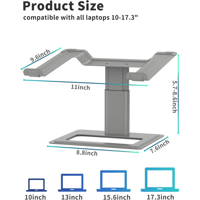 Підставка для ноутбука Soundance, регульована, сіра, для моніторів 10-17.3 дюймів