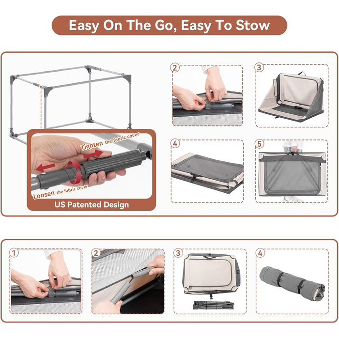 Складана переносна собача будка для великих собак, XL/XXL, сіра, з алюмінієвим каркасом