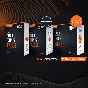 PRO SPIN Table Tennis Balls - 3 Star 40+ | High-Quality ABS Training Balls | Durable for Indoor/Outdoor Play, Competition & Tournaments (24 Pack)