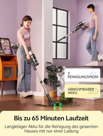 Бездротовий пилосос Ultenic U15 з акумулятором, 50000Pa, 580W, 65хв, GreenEye, антизаплутувальна щітка, телескопічна труба, для килимів, твердих поверхонь та шерсті тварин, золотий