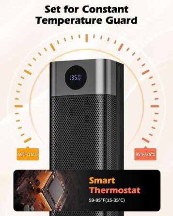 Електричний обігрівач PTC 2000W з термостатом, дистанційним керуванням, таймером та захистом від перегріву. Обігрівач для дому, офісу, спальні.