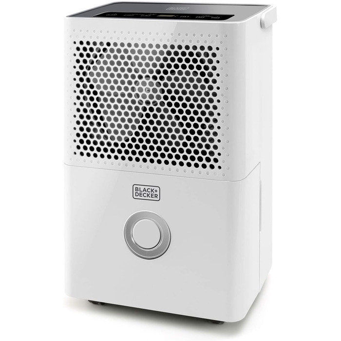 Зволожувач повітря BLACK+DECKER BXDH12E, 12 л/24 год, функція сушіння, 2 швидкості, резервуар 1.8 л, програмування 24 год, знімний та миючий фільтр, до 25 м², тихий, 12 л/день
