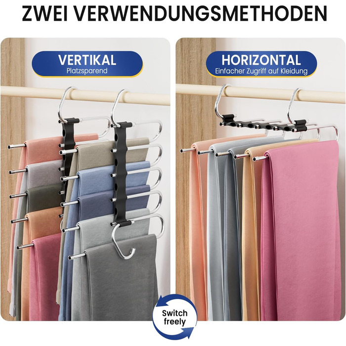 Підвісні вішалки для штанів DAMITA - 2 шт. (білі) - компактні, пластикові, для штанів, суконь, джинсів, шарфів, одягу для жінок та чоловіків