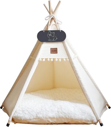 Будиночок для домашніх тварин Whiwhi Tipi з подушкою, намет для собак і котів, складаний, м'який, 40x40x50 см, праний текстиль