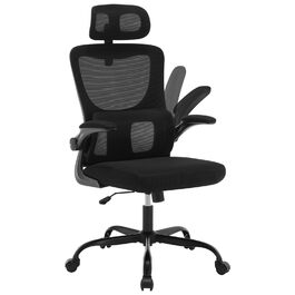Офісний стіл Woltu: ергономічний крісло з регульованою підголівником, обертовими підлокітниками та підтримкою попереку. Крісло для офісу, витримує до 150 кг, чорний
